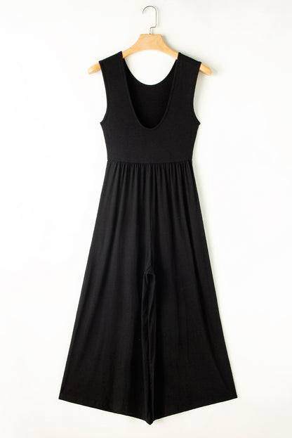 Black Open Back Wide Leg Jumpsuit