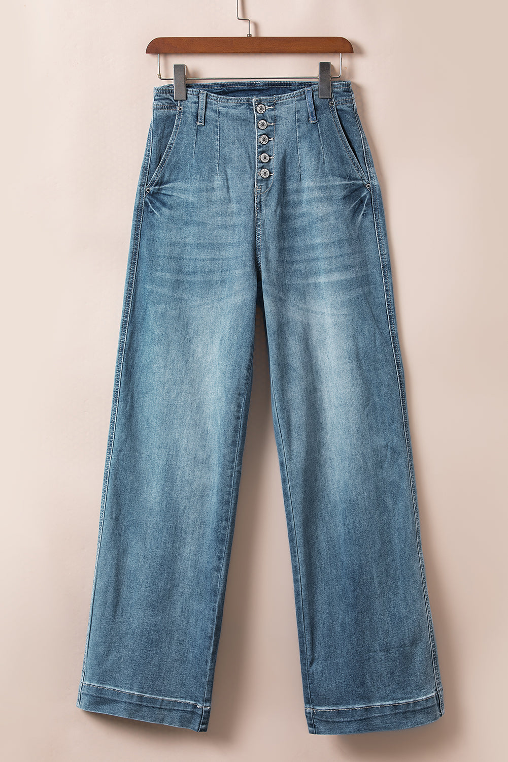 Dusk Blue Buttoned Medium Wash Jeans