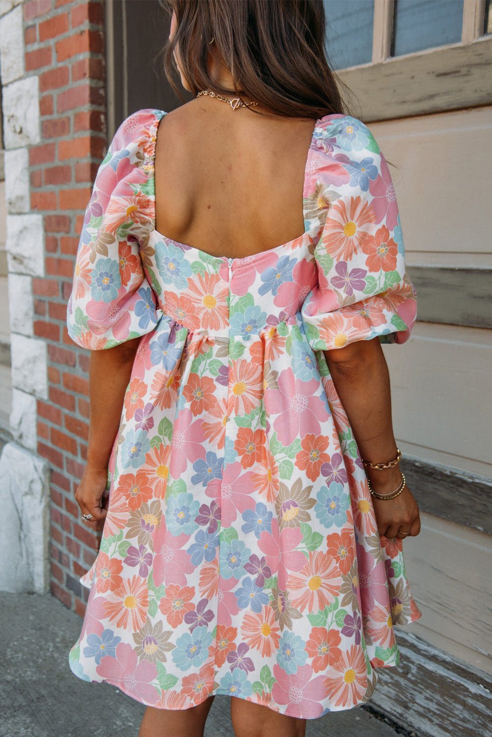 Pink Summer Floral Babydoll Dress