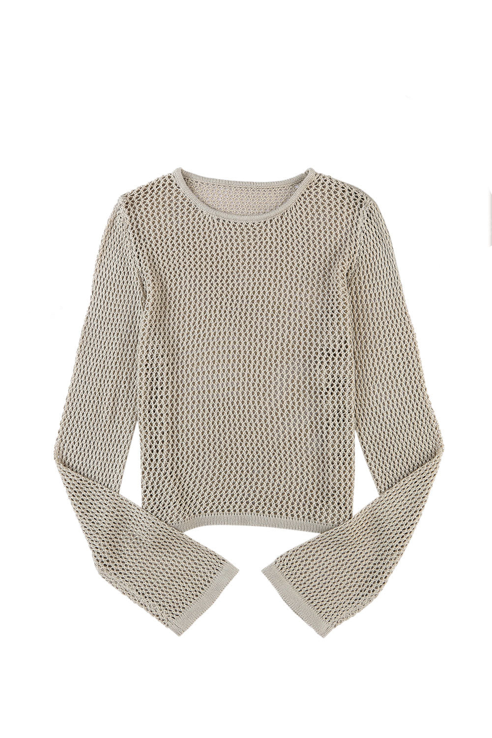 Khaki Hollow Knit Sleeve Top