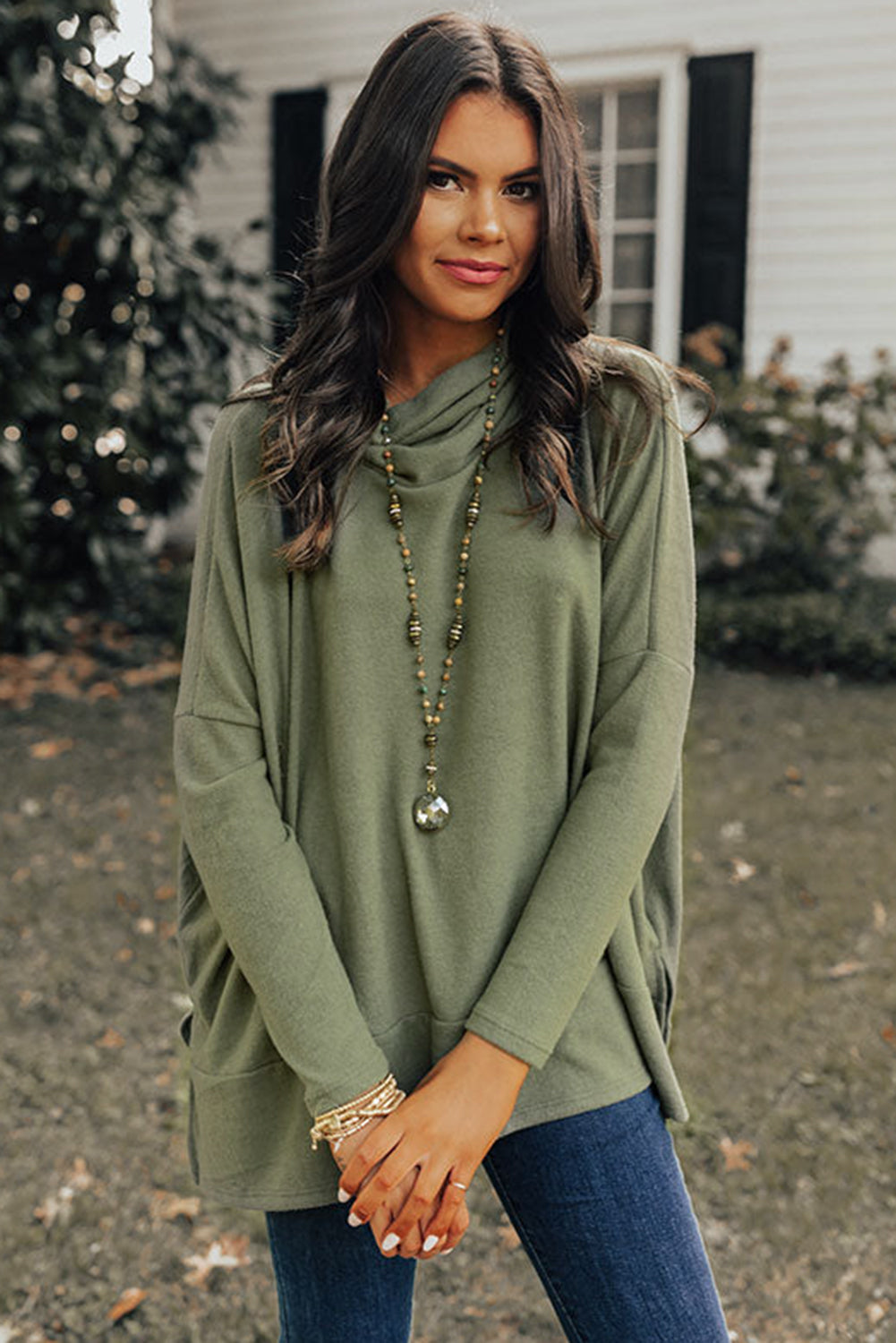 Jungle Green Cowl Neck Tunic