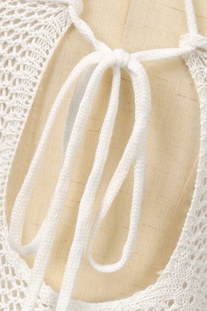 White Crisscross Knot Tasseled Beach Dress