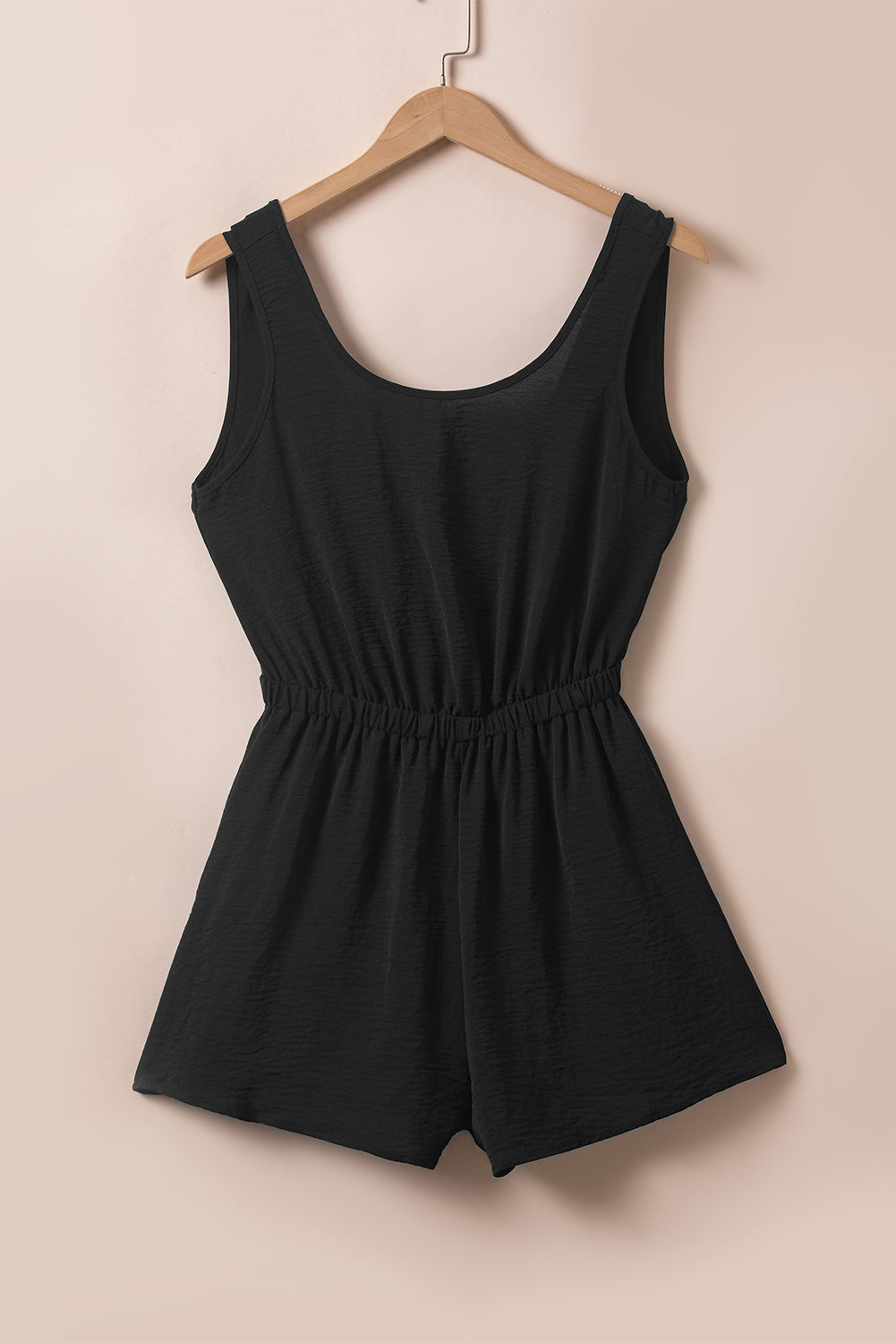 Black Knotted Backless Romper Dress