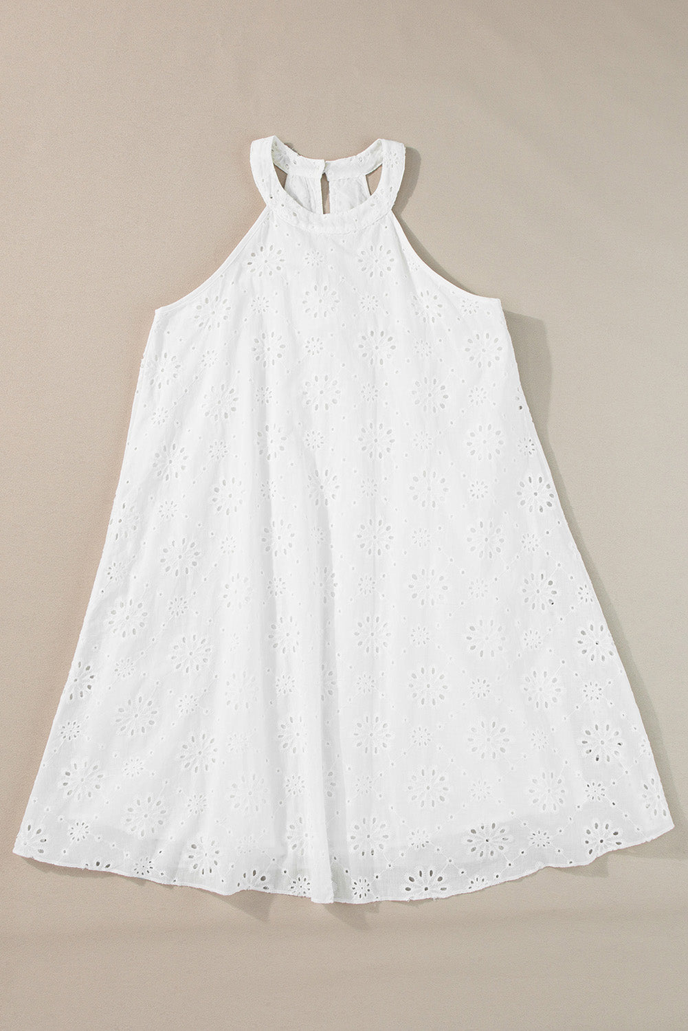 White Boho Halter Neck Dress