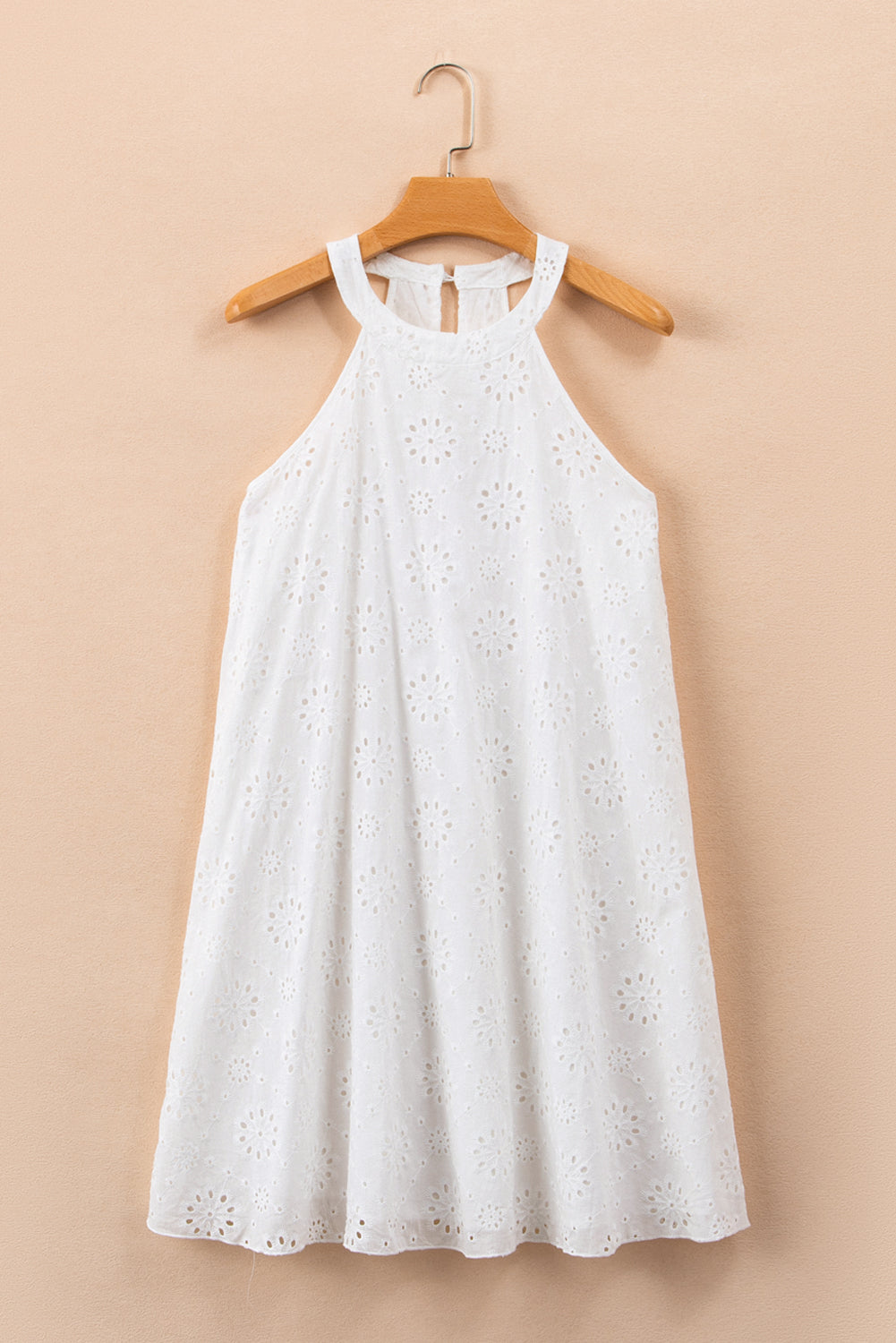 White Boho Halter Neck Dress