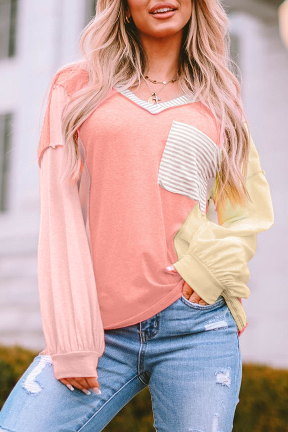 Color Block Long Sleeve Shirt