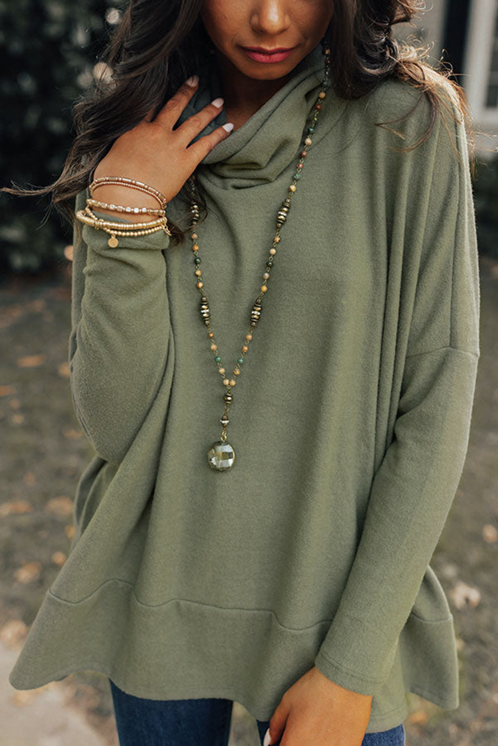 Jungle Green Cowl Neck Tunic