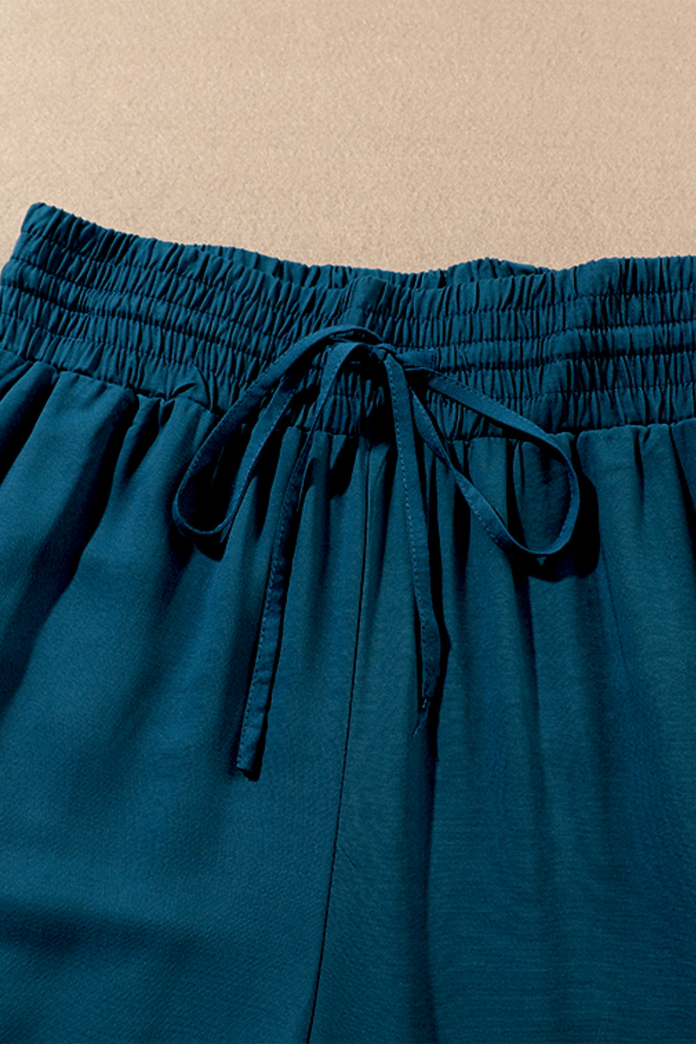 Blue Drawstring Elastic Waist Pants