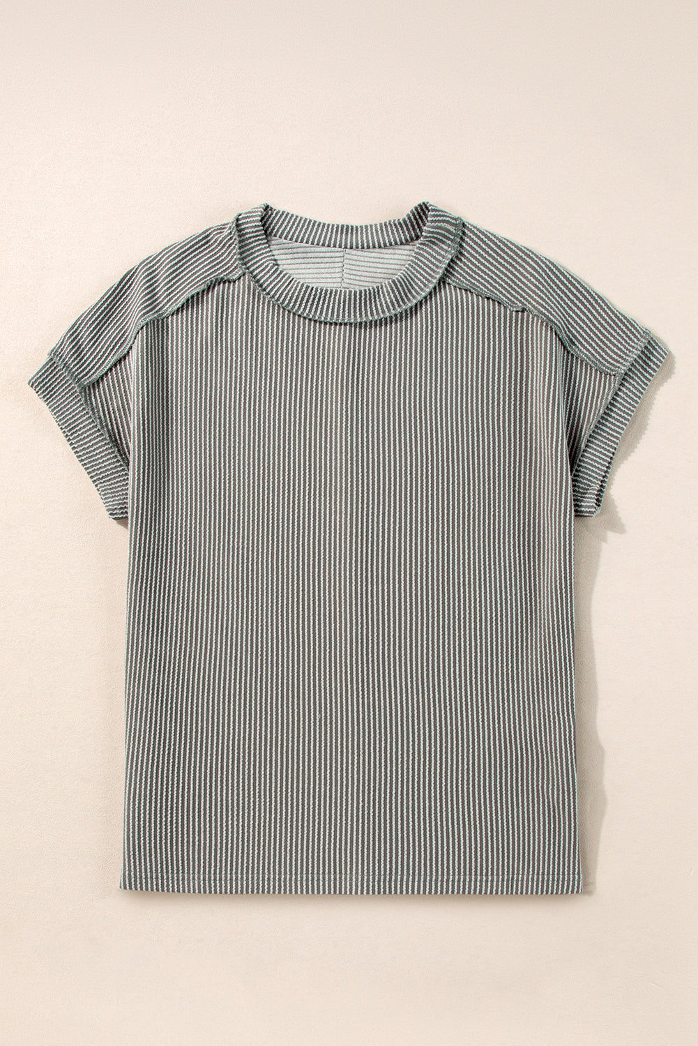 Medium Grey Textured Knit T-shirt