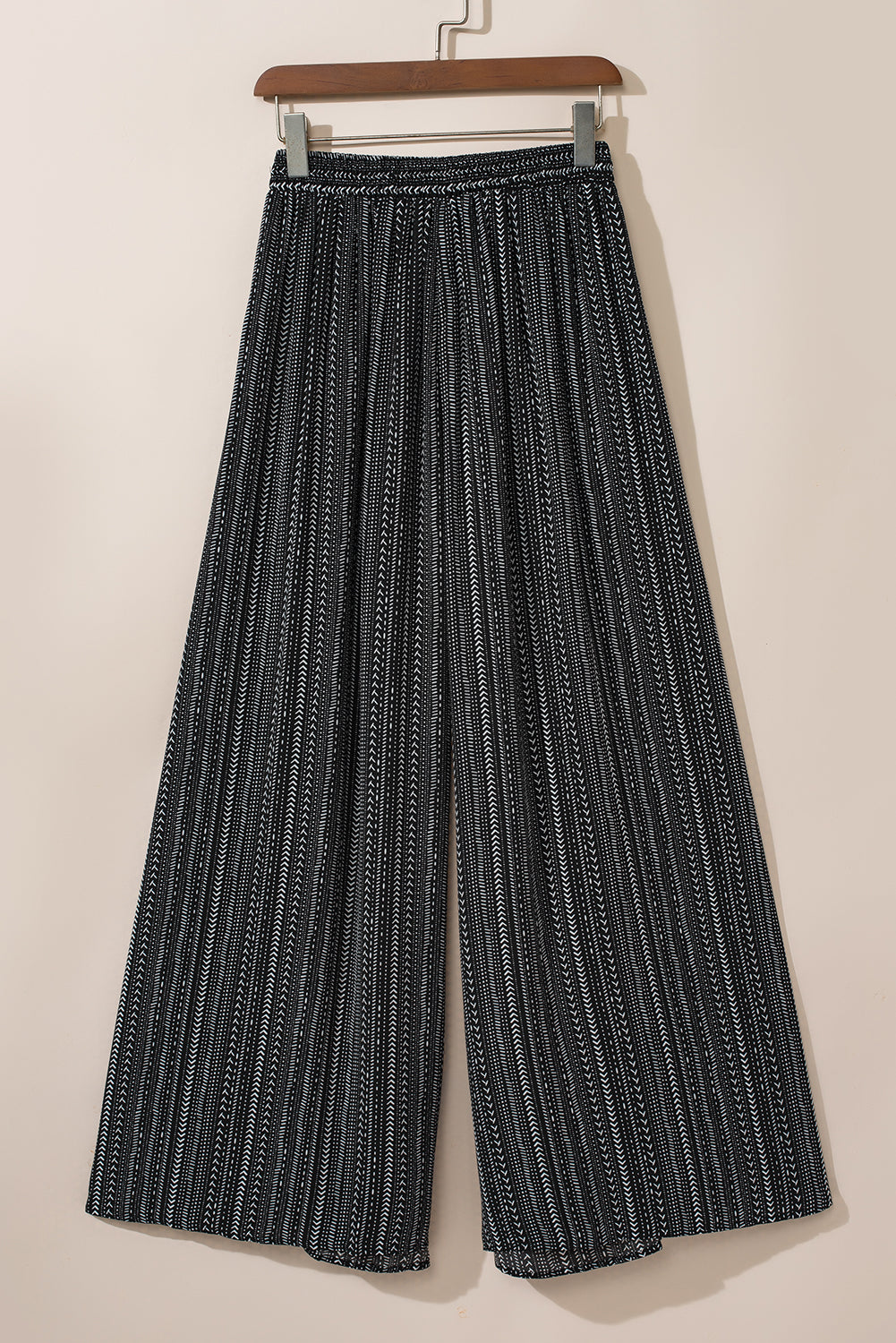 Black Striped Slit Wide Leg Pants