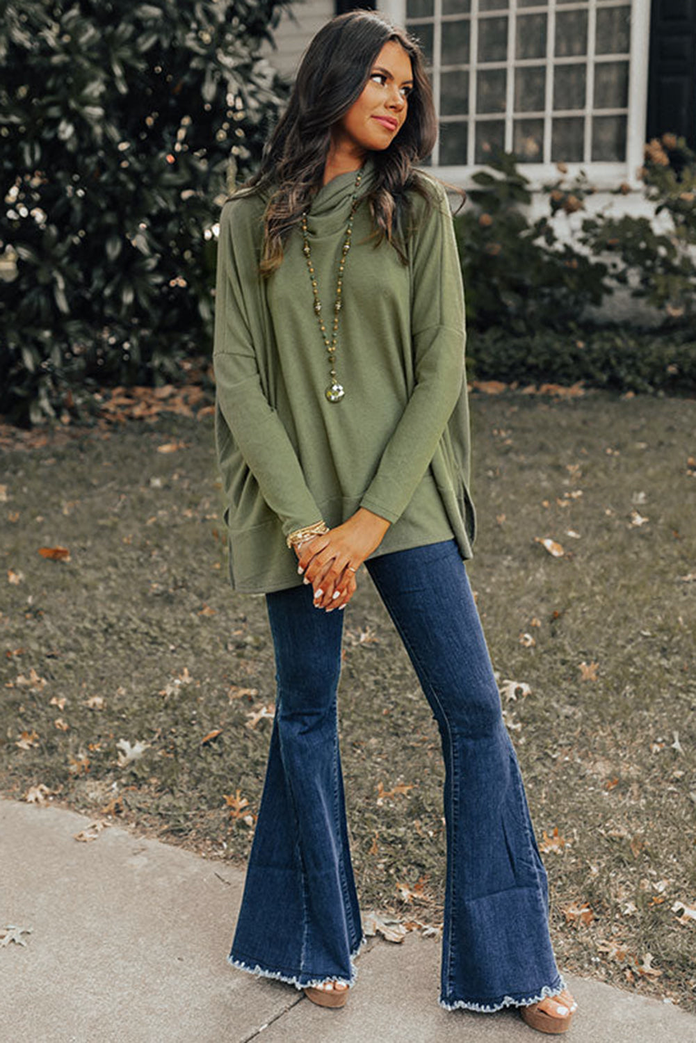 Jungle Green Cowl Neck Tunic