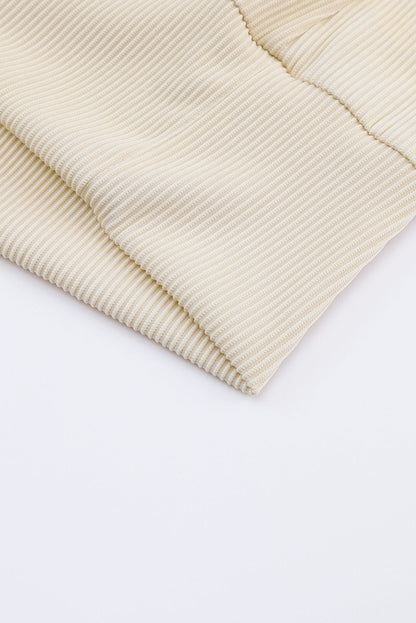 Apricot Ribbed V Neck Top