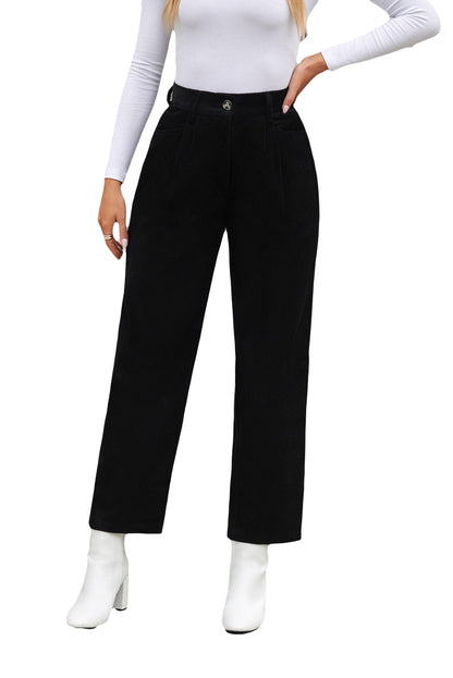 Black Corduroy High Waist Pants