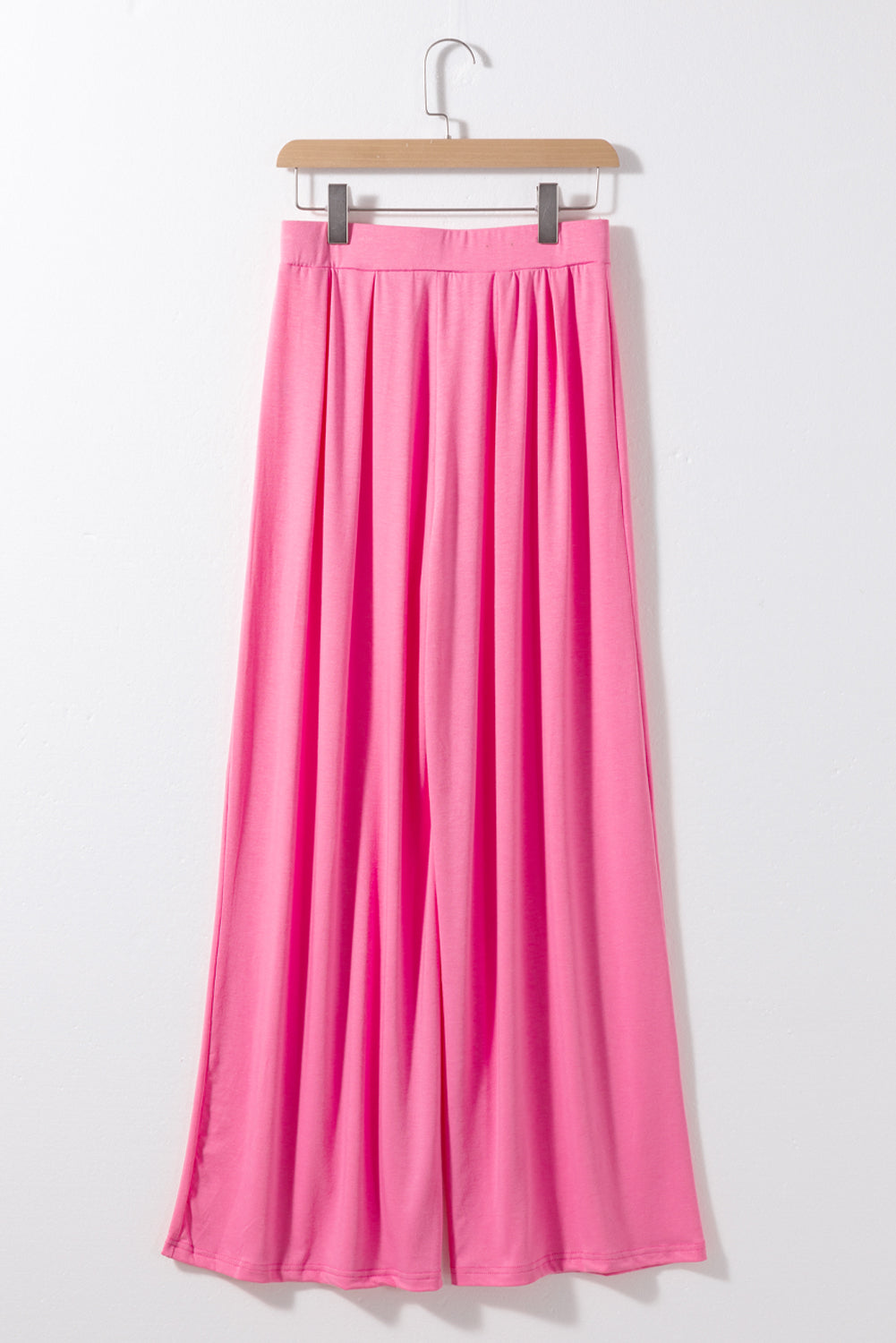 Strawberry Pink Slim Fit Crop Top and Pleated Wide Leg Pants Set