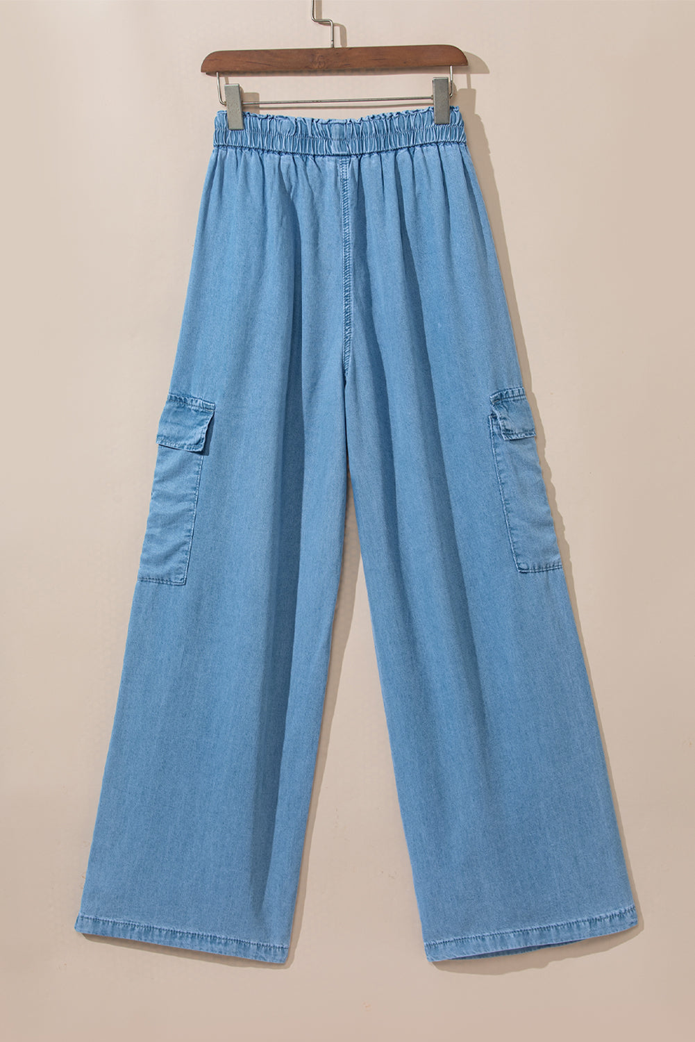 Sky Blue High Waist Cargo Jeans