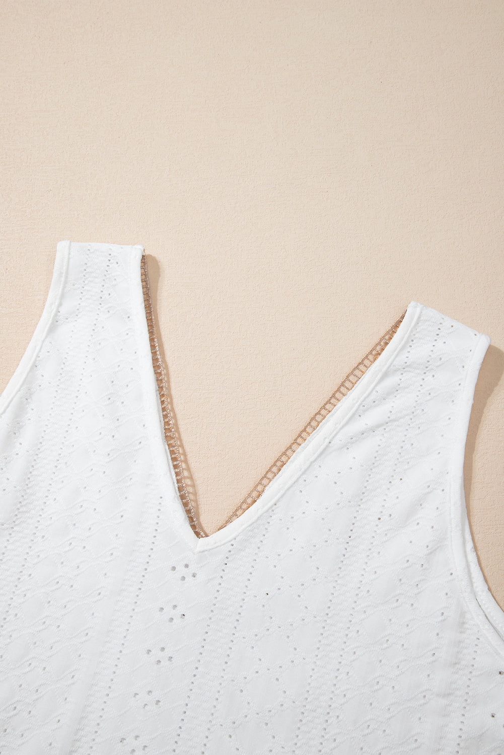 White Lace  V Neck Tank Top