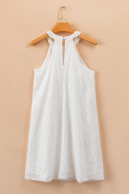 White Boho Halter Neck Dress