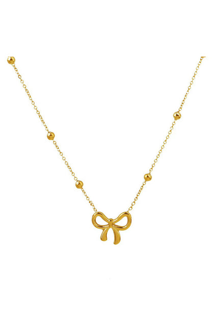 Gold Bowknot Pendant Necklace