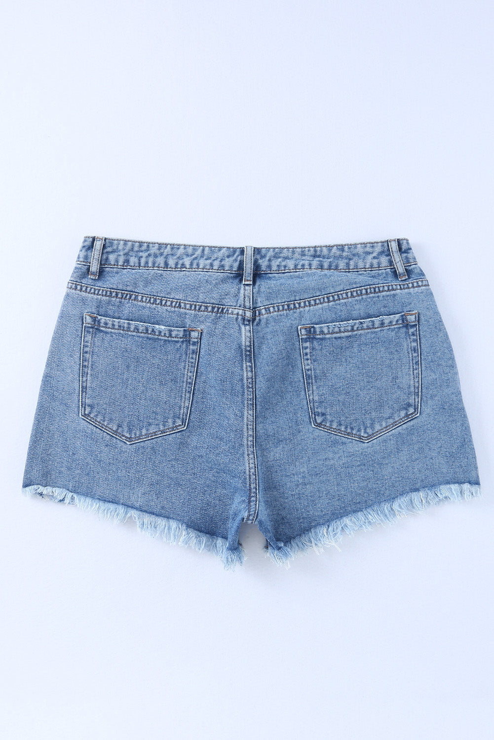 Sky Blue High Rise Crossover Denim Shorts