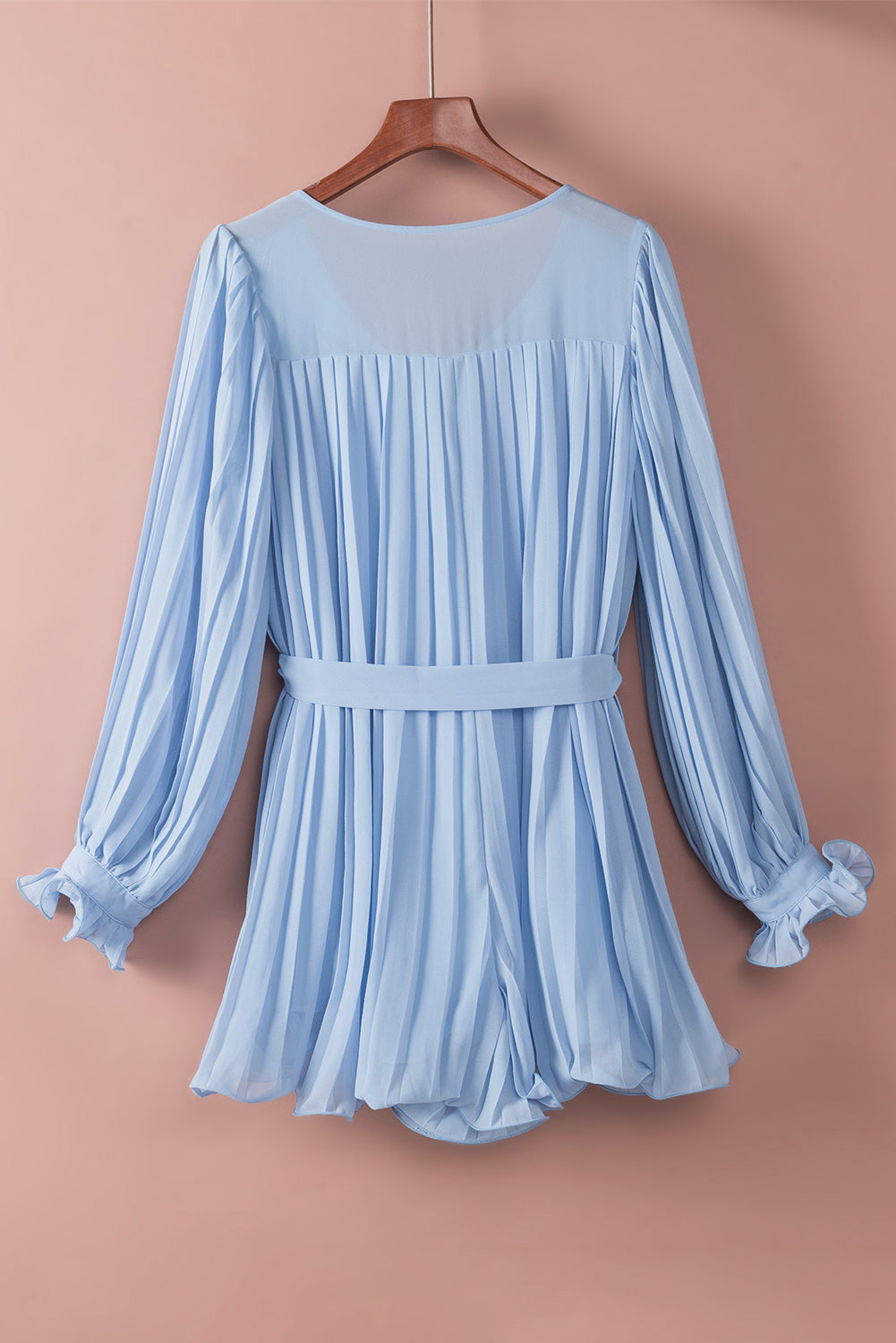 Sky Blue Ruffled Tie Waist Romper