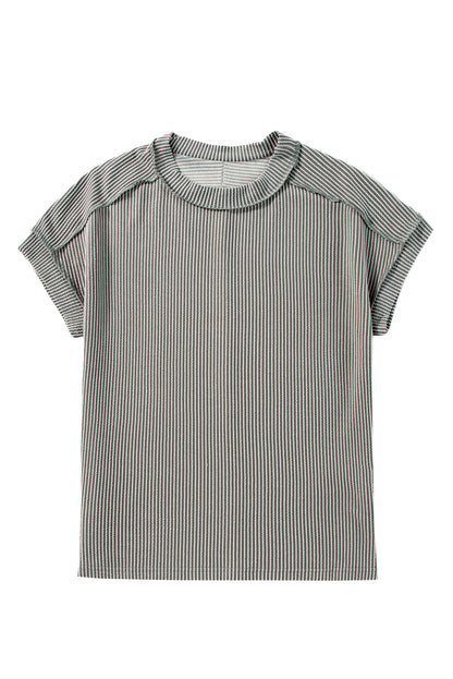 Medium Grey Textured Knit T-shirt