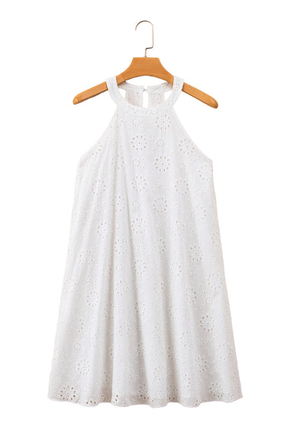 White Boho Halter Neck Dress