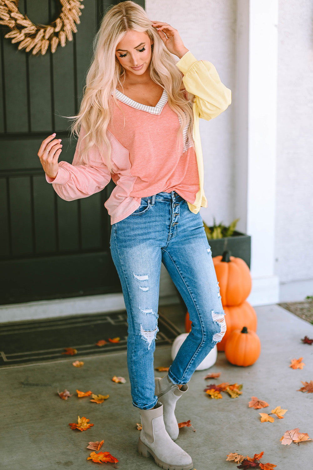 Color Block Long Sleeve Shirt