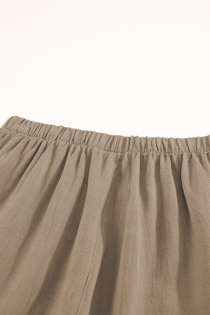 Khaki High Waist Pocketed Ruffle Shorts