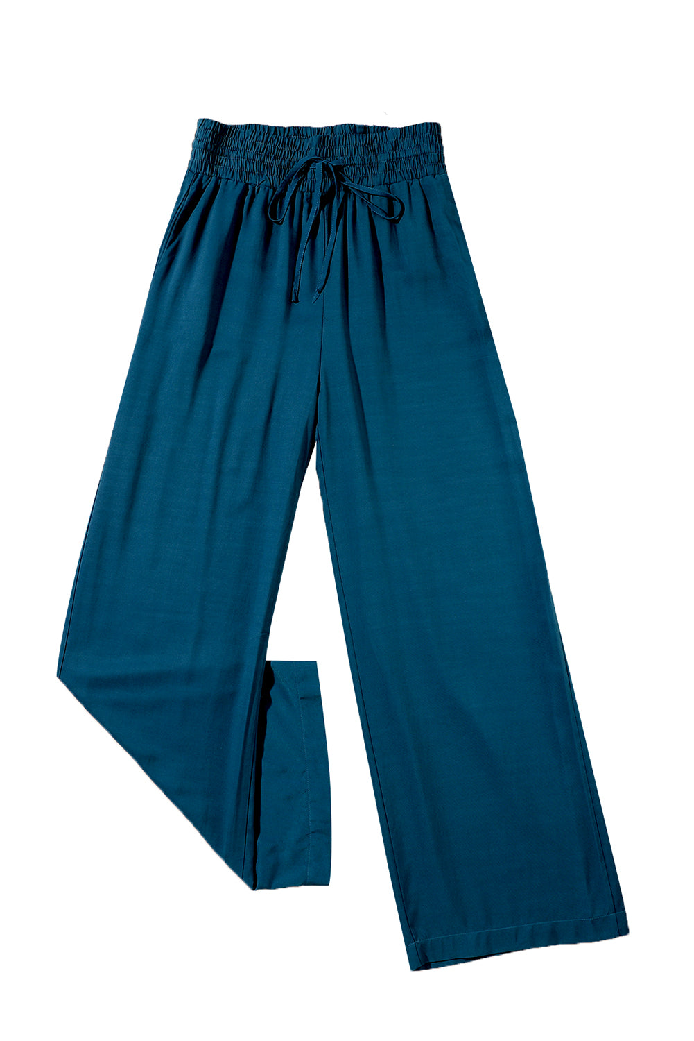 Blue Drawstring Elastic Waist Pants