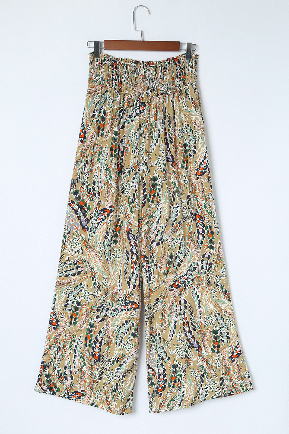 Multicolor Floral Shirred High Waist Pants