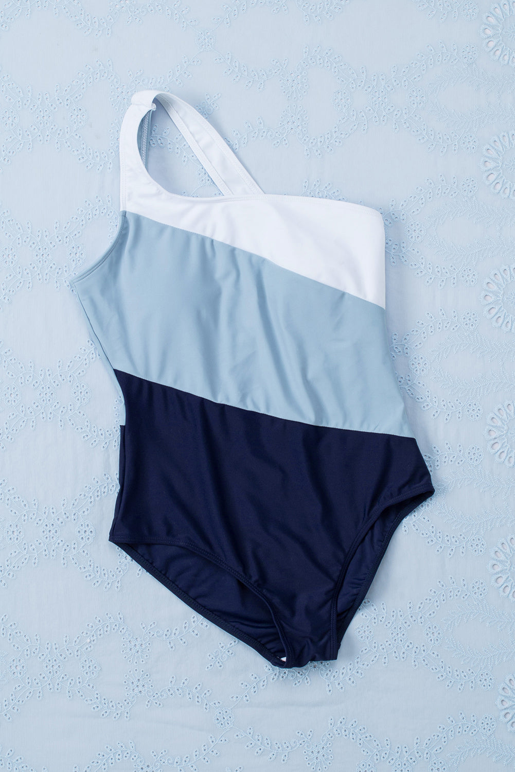 Sky Blue Color Backless One-piece Swimwear