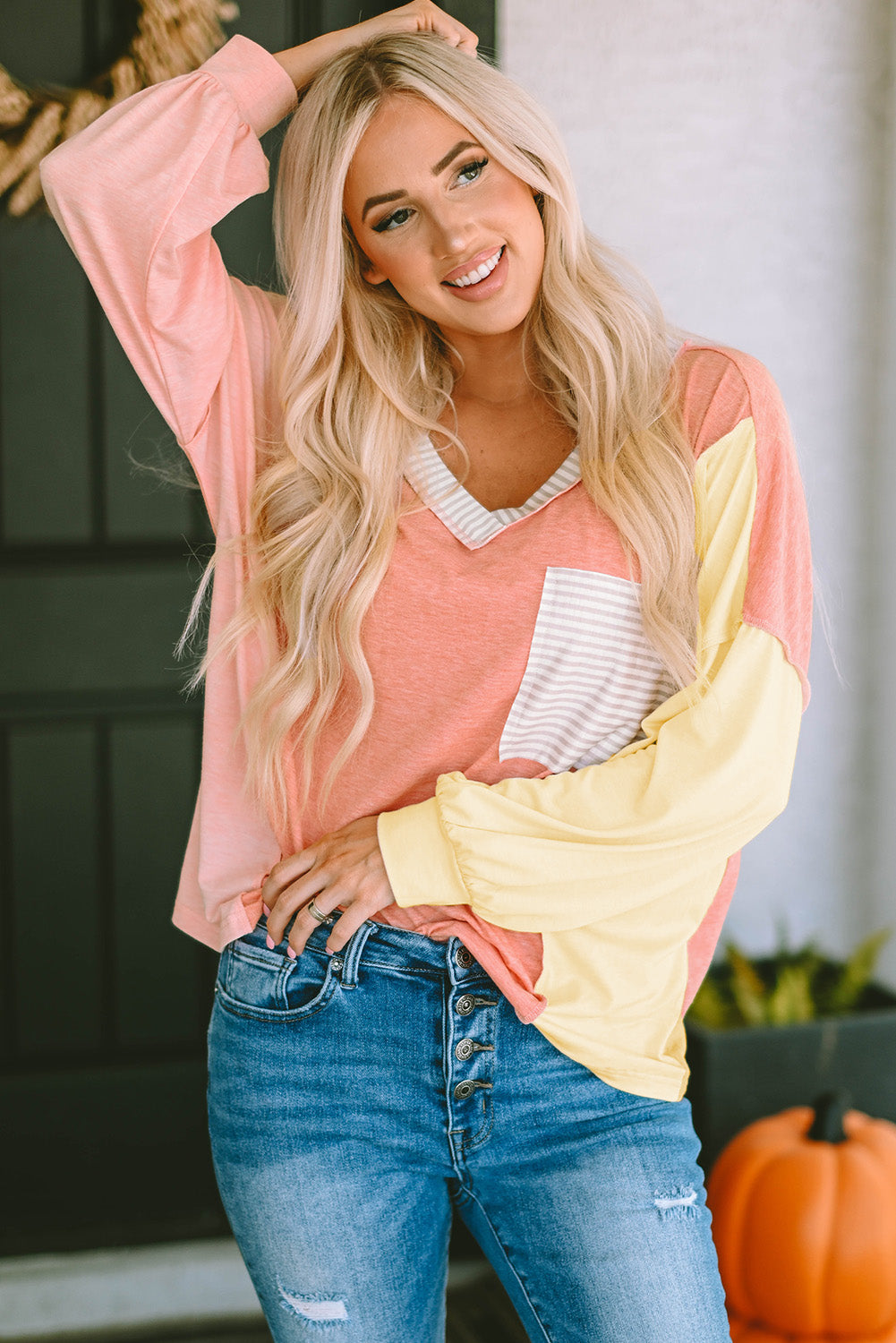 Color Block Long Sleeve Shirt