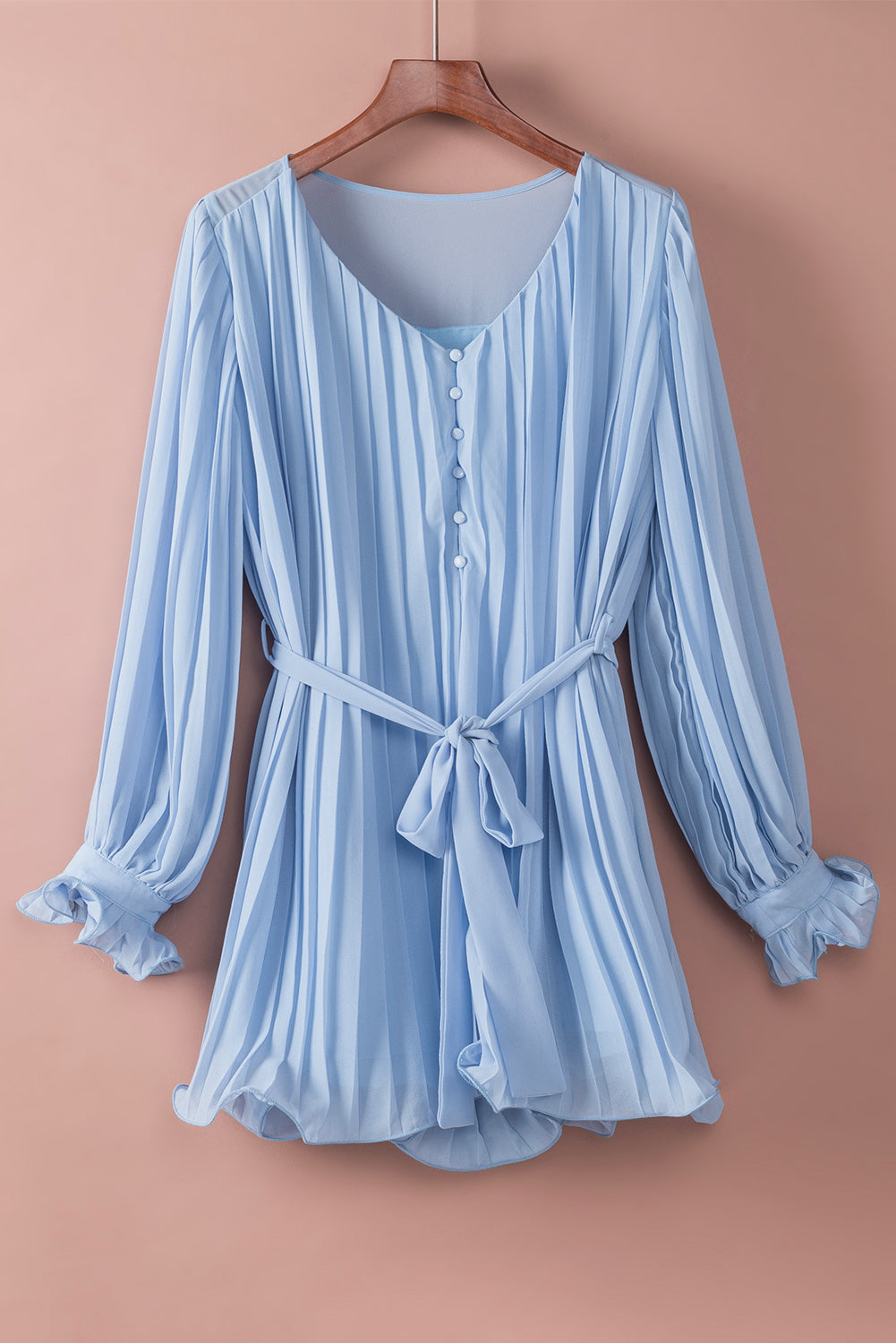 Sky Blue Ruffled Tie Waist Romper