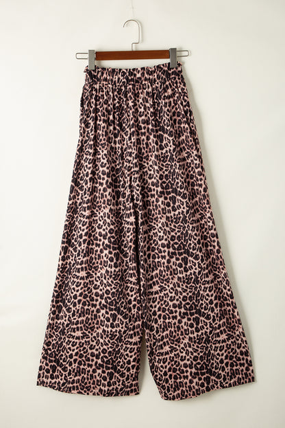 Desert Palm Boho Leopard Wide Leg Pants