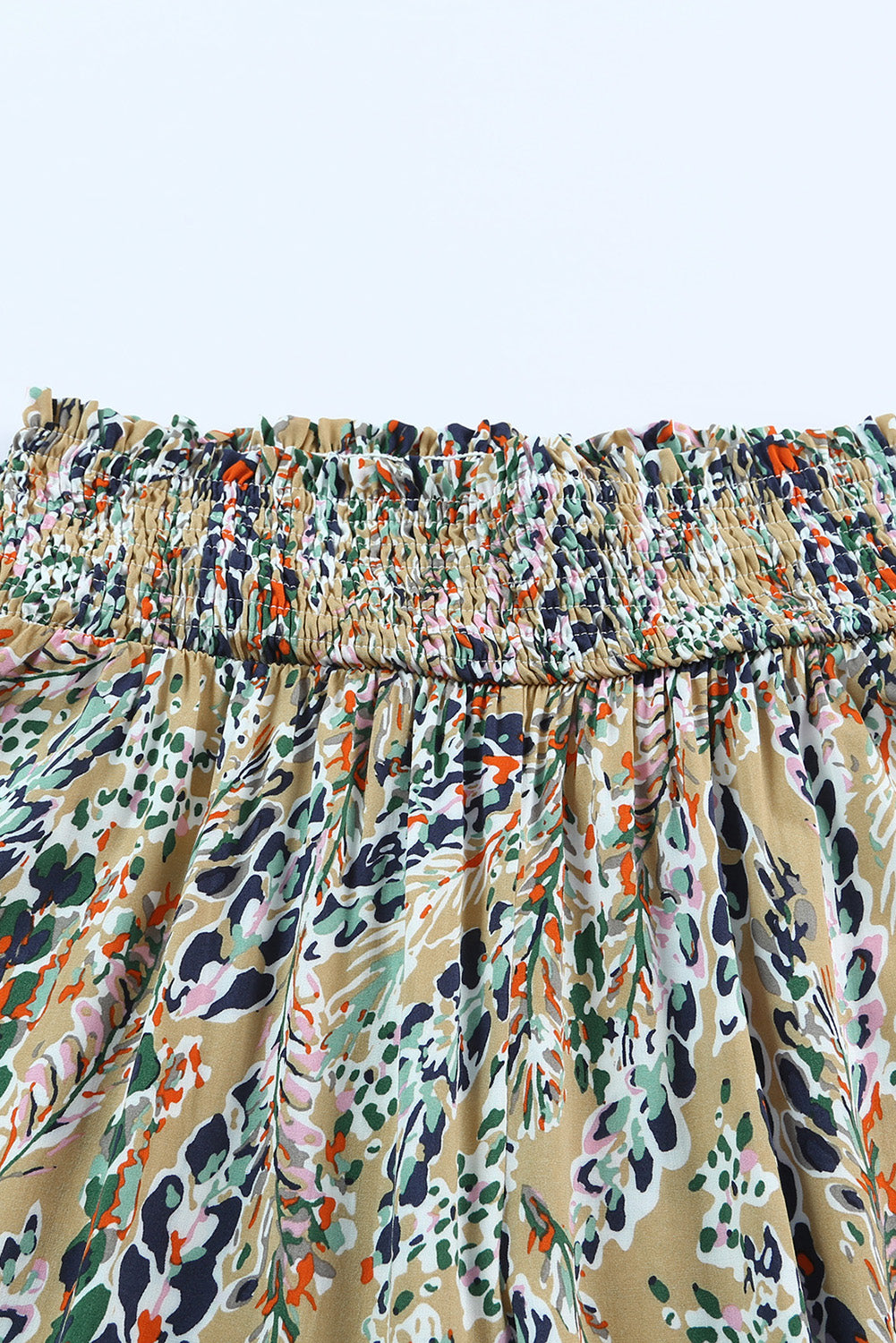 Multicolor Floral Shirred High Waist Pants