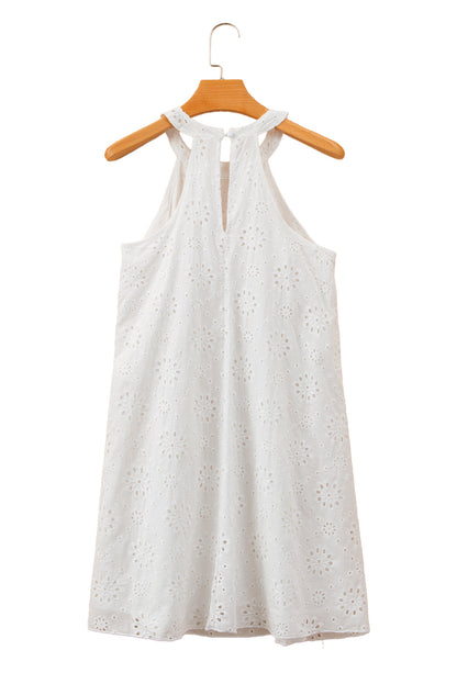 White Boho Halter Neck Dress