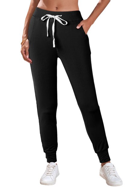 Black Drawstring Waist Pocketed Joggers