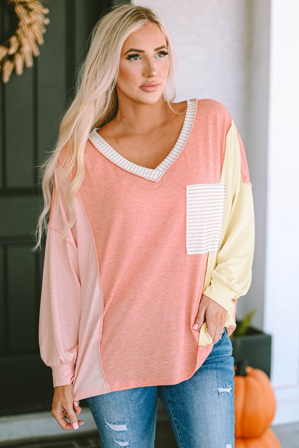 Color Block Long Sleeve Shirt