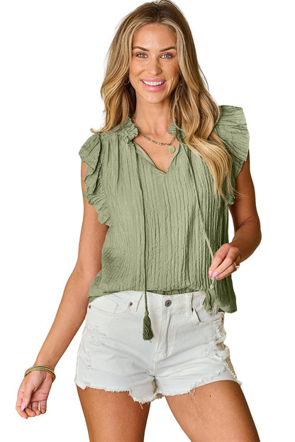 Meadow Mist Flutter Sleeve Blouse