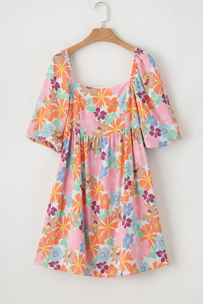 Pink Summer Floral Babydoll Dress