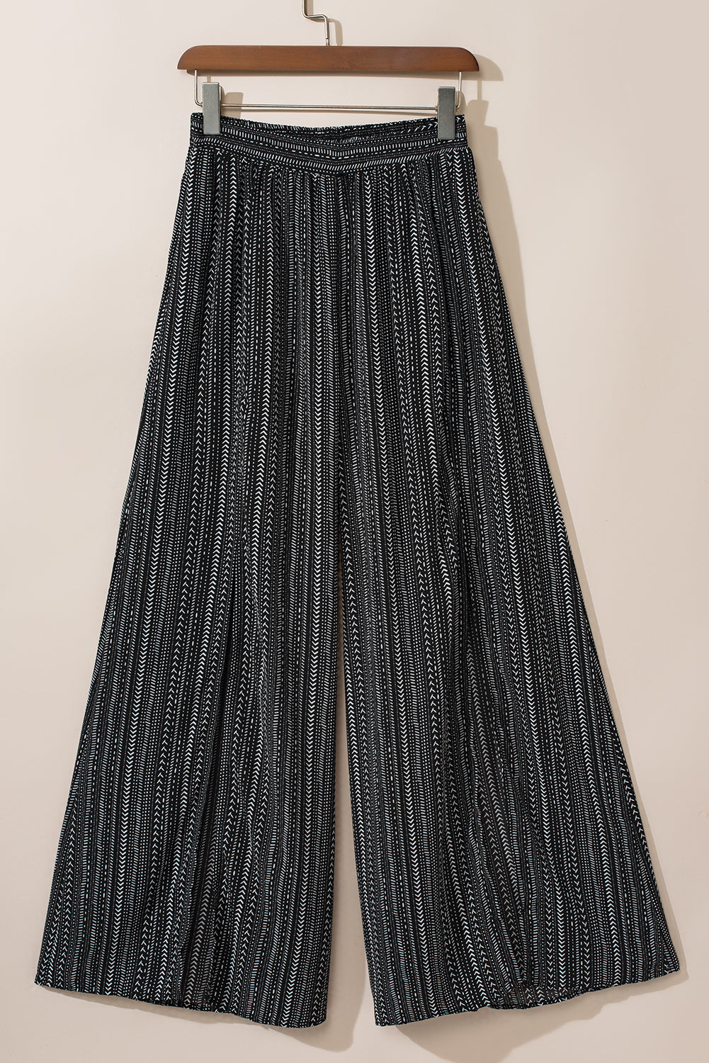 Black Striped Slit Wide Leg Pants