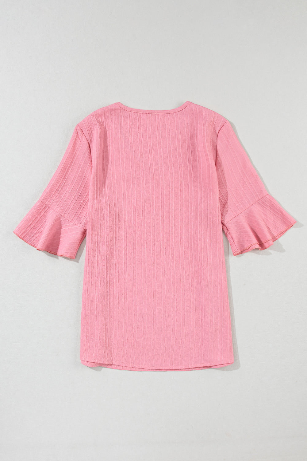 Peach Blossom Ruffled V Neck Top