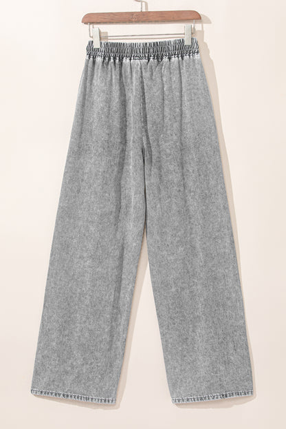 Medium Grey Drawstring Wide Leg Jeans