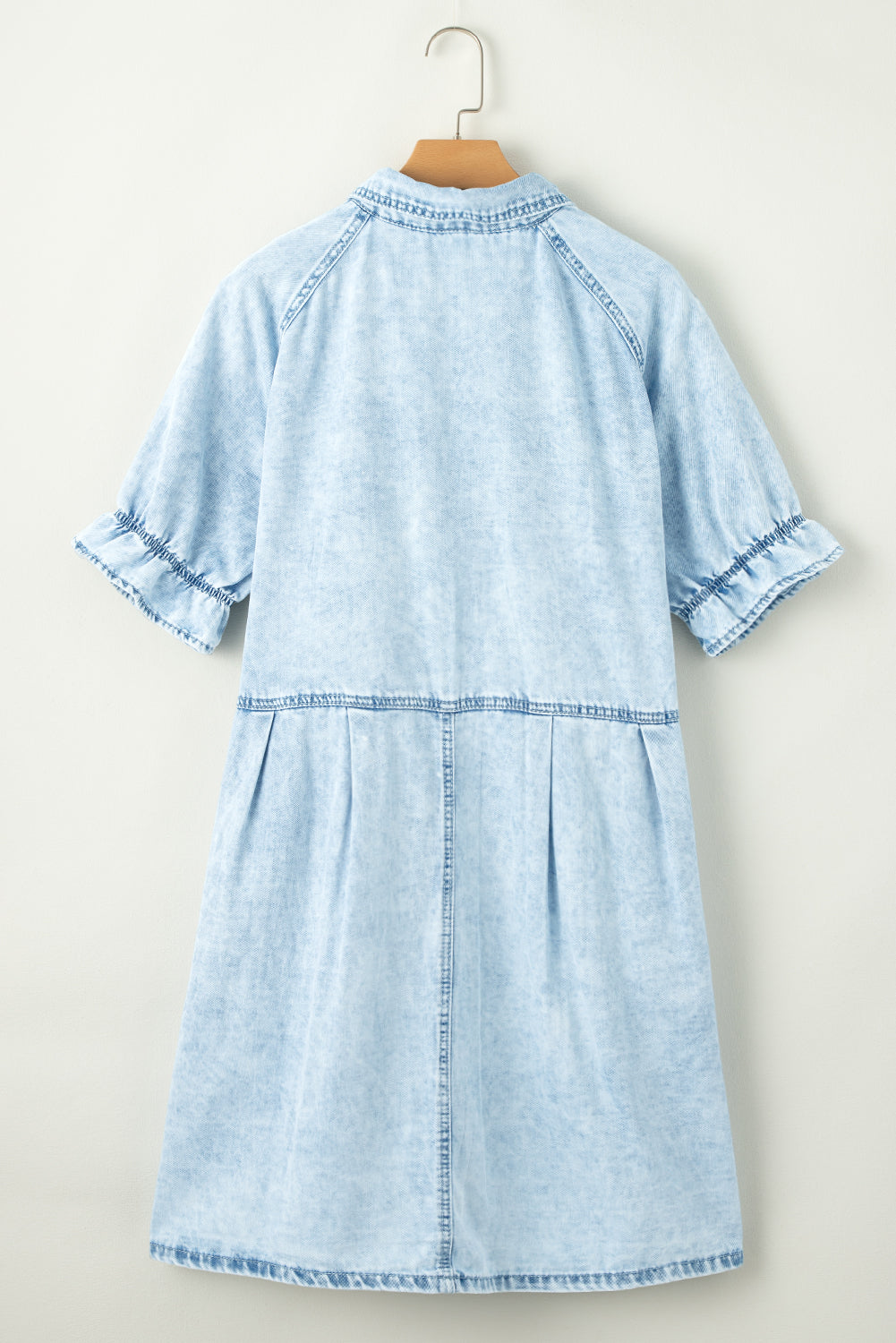 Beau Blue Mineral Wash Ruffled Denim Dress