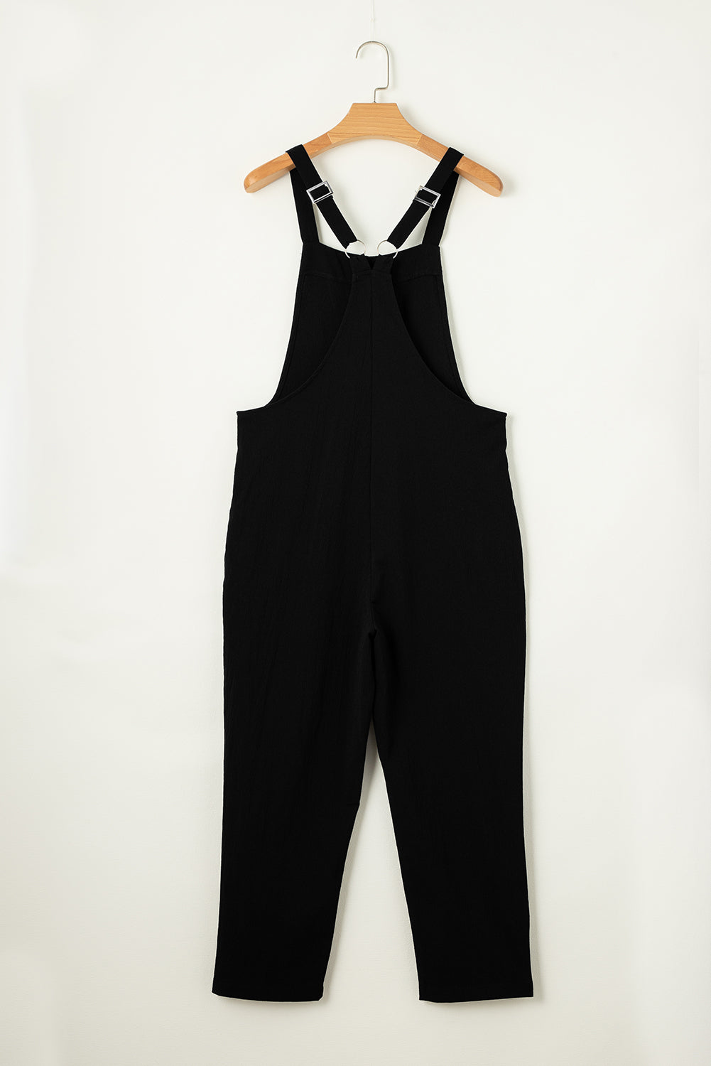 Black Buckle Strap Cropped Jumpsuit